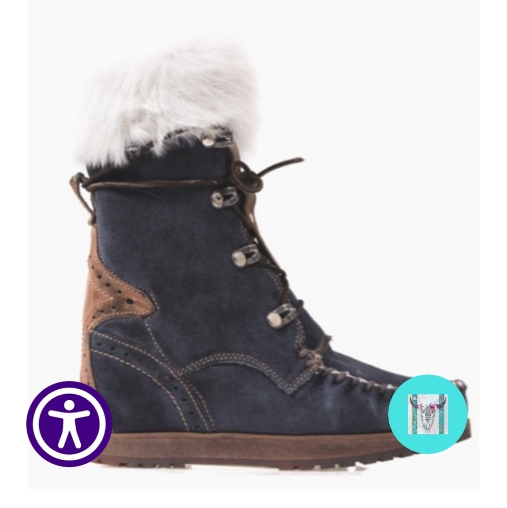 ISO  El Vaquero Women's Navy and Brown Winter Boots